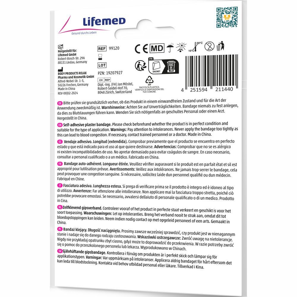 Lifemed Selbsthaftender Pflasterverband 2,5 cm x 4 m 1 Packung Pflaster