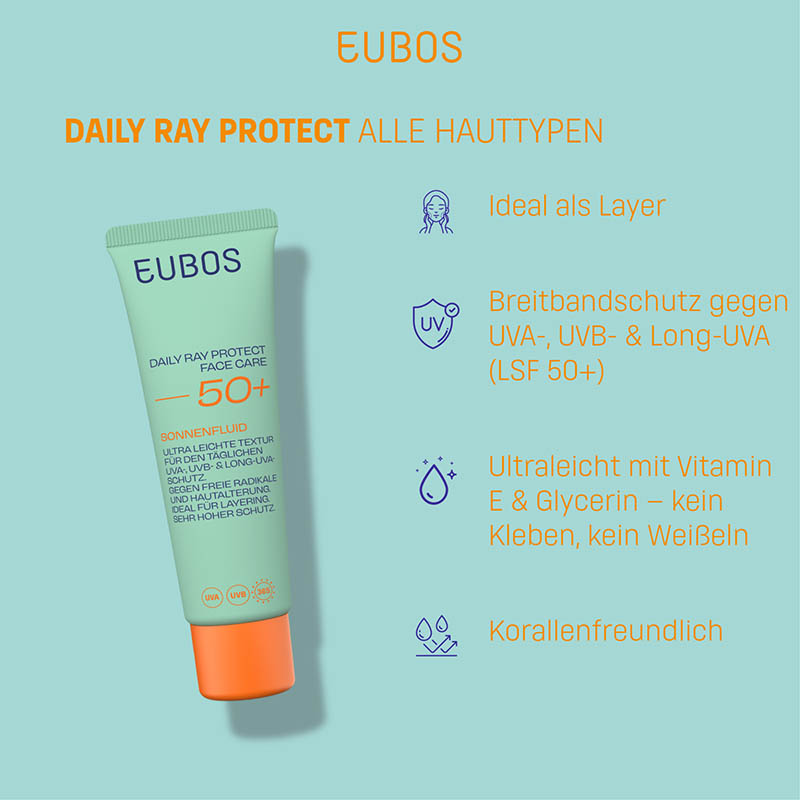 EUBOS DAILY RAY PROTECT FACE CARE 50+ SONNENFLUID 50 ml Tagescreme