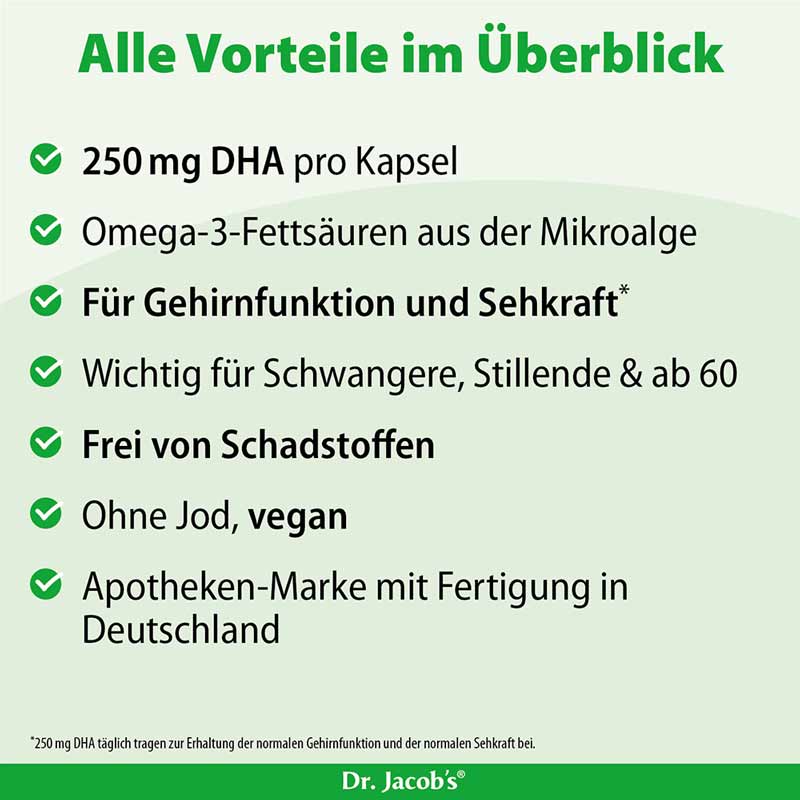 Dr. Jacobs DHA Algenöl vegane Omega-3-Fettsäure  60 St Kapseln