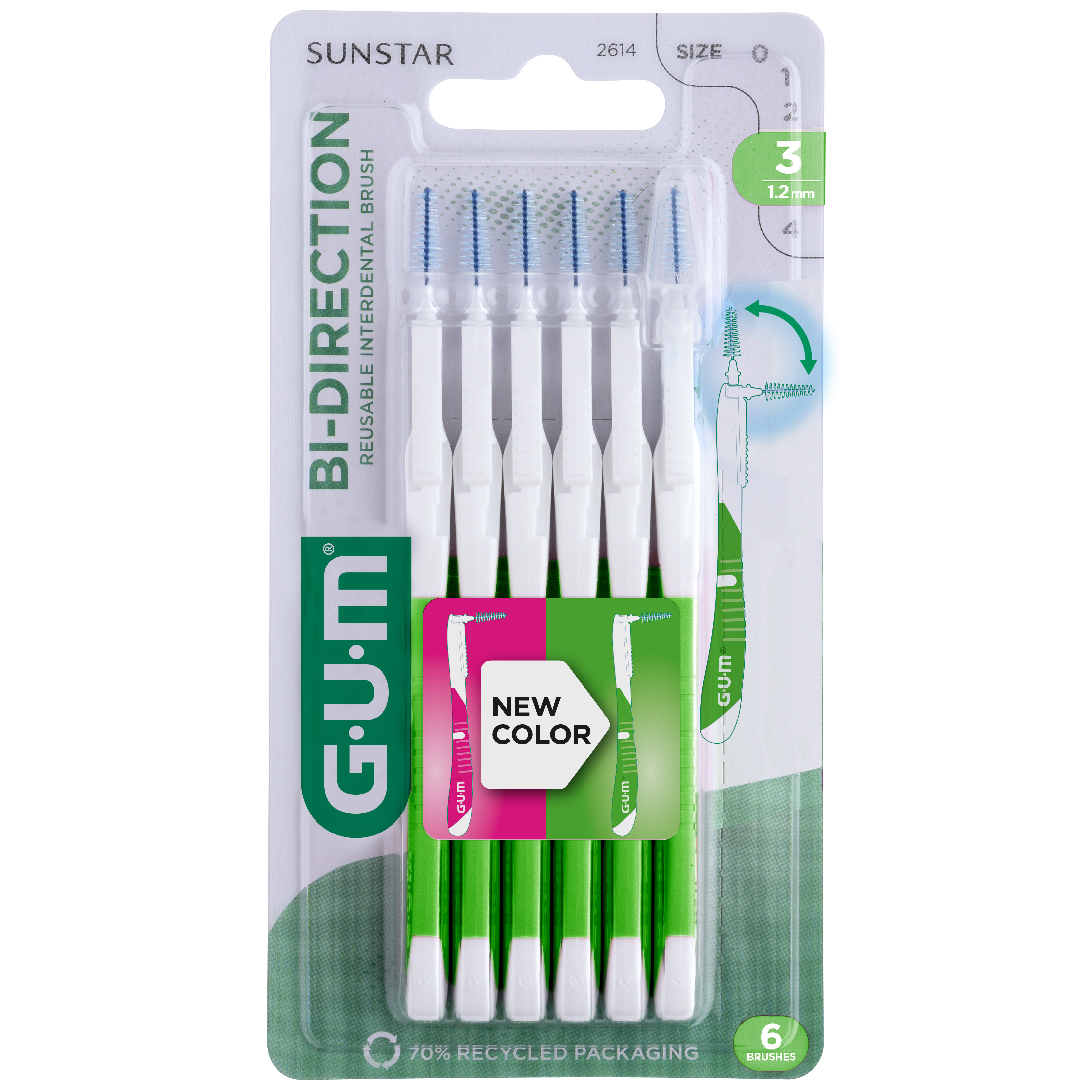 GUM BI-DIRECTION Interdentalbürste 1,2 mm 6 St Zahnbürste