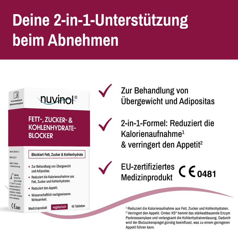 nuvinol FETT-, ZUCKER- & KOHLENHYDRATE BLOCKER 45 St Tabletten