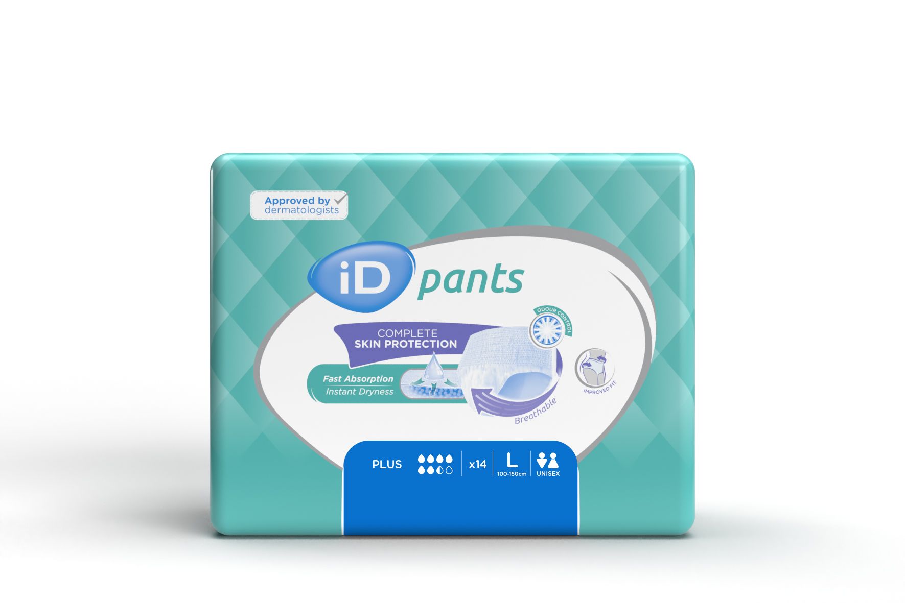 iD pants Cotton Feel plus Größe L 14 St Beutel