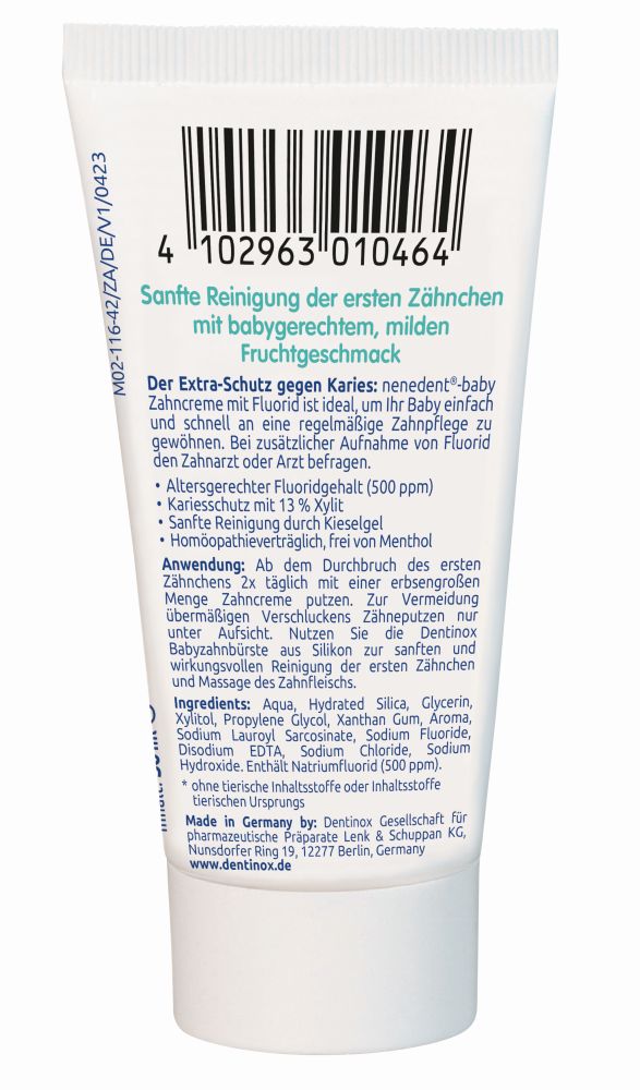 Dentinox nenedent-baby Zahncreme mit Fluorid 50 ml Zahncreme