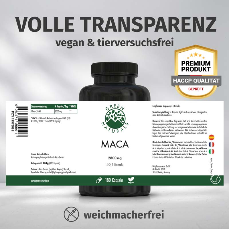 GREEN NATURALS MACA 180 St Kapseln
