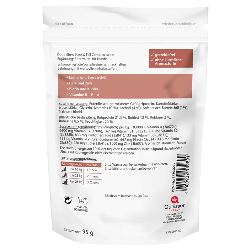 Doppelherz Haut & Fell Complex für Hunde 30 St Kautabletten