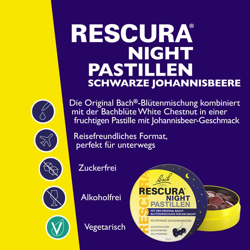 Bach RESCURA NIGHT PASTILLEN schwarze Johannisbeere 50 g Pastillen