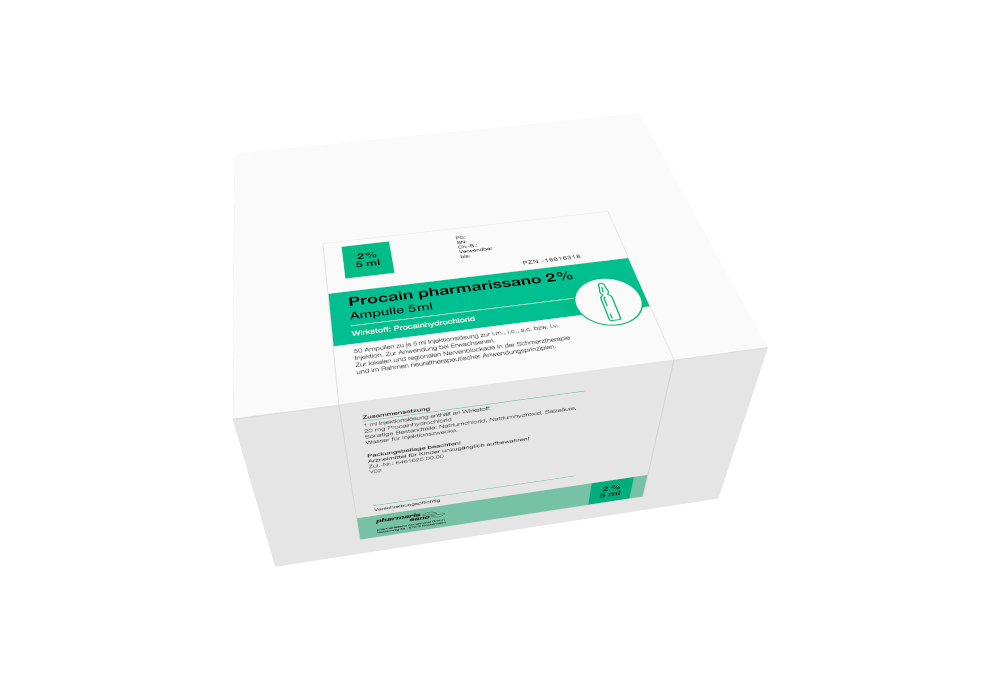 Procain pharmarissano 2% Ampulle 5ml 50X5 ml Injektionslösung