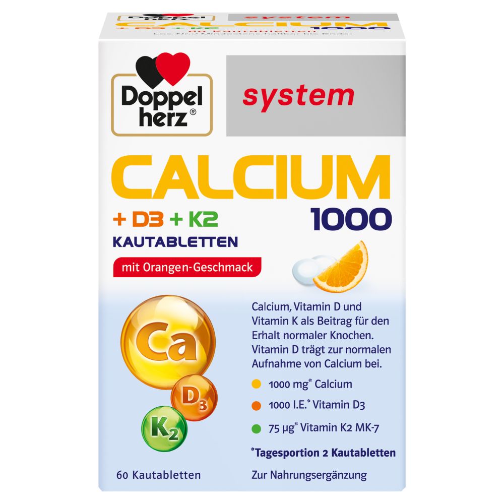 Doppelherz system CALCIUM 1000 + D3 + K2  60 St Kautabletten