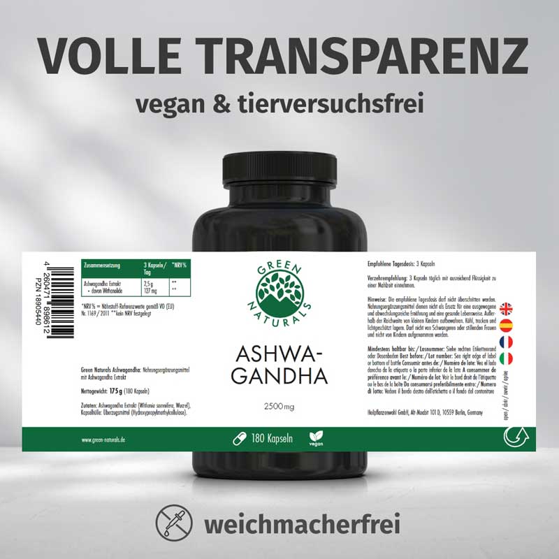 GREEN NATURALS ASHWAGANDHA 180 St Kapseln