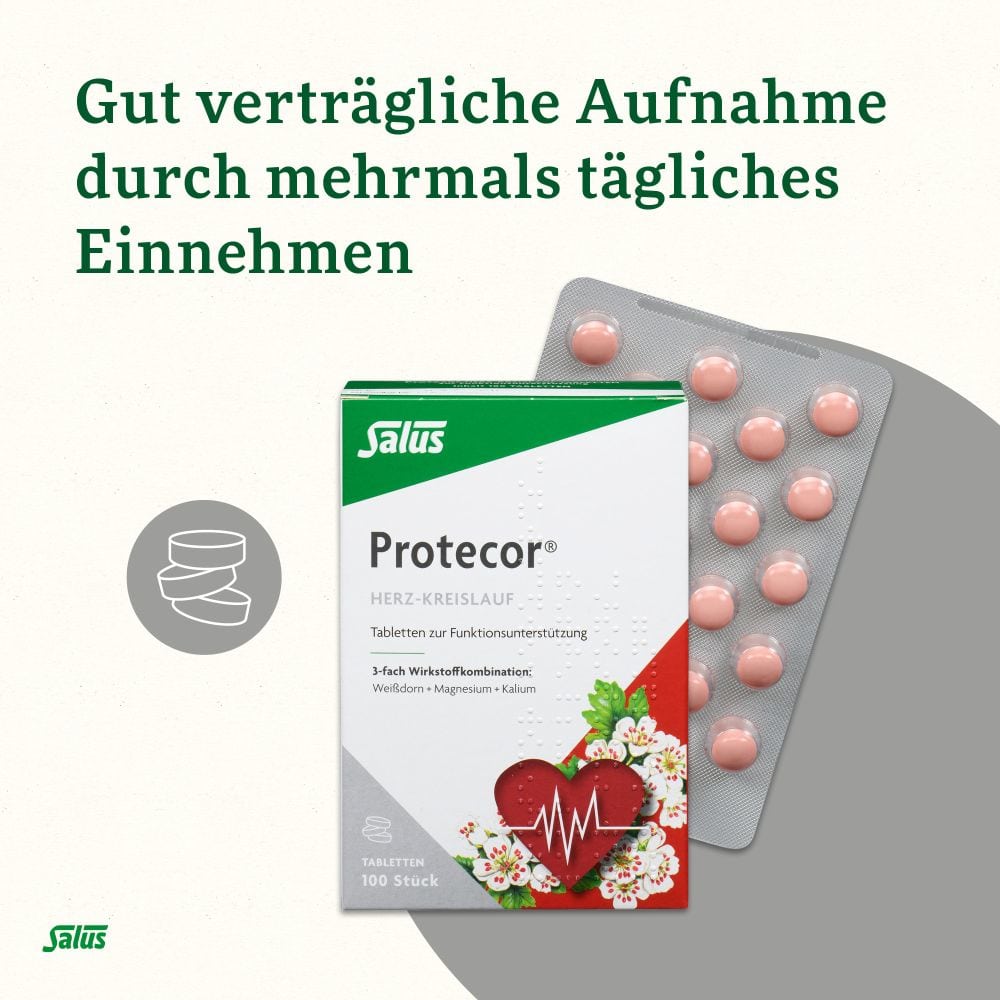 PROTECOR Herz-Kreislauf Tabletten zur Funktionsunterstüzung Salus 100 St Überzogene Tabletten