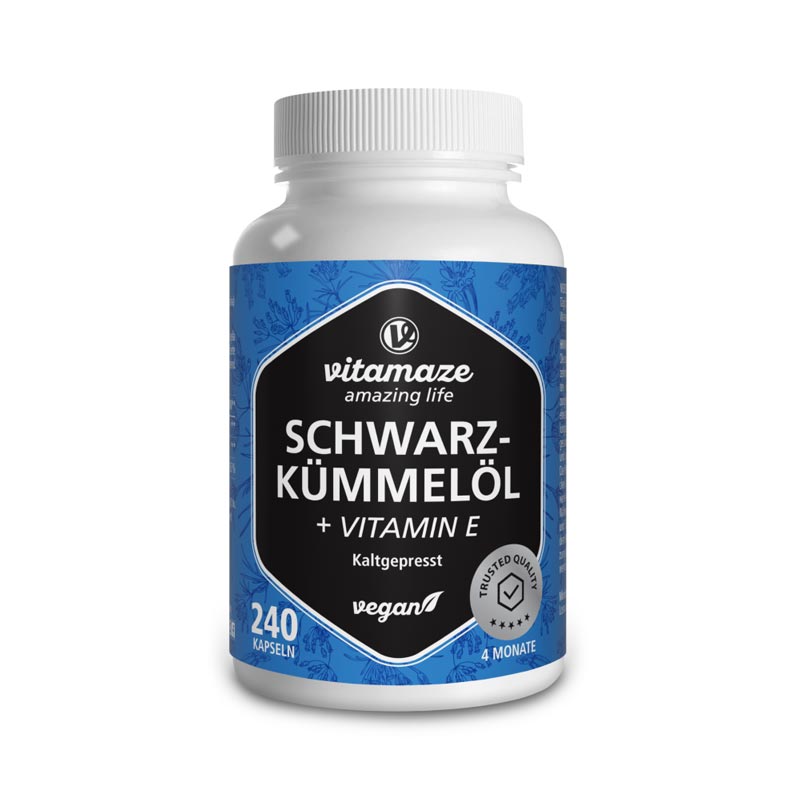vitamaze SCHWARZ-KÜMMELÖL + VITAMIN E 240 St Weichkapseln