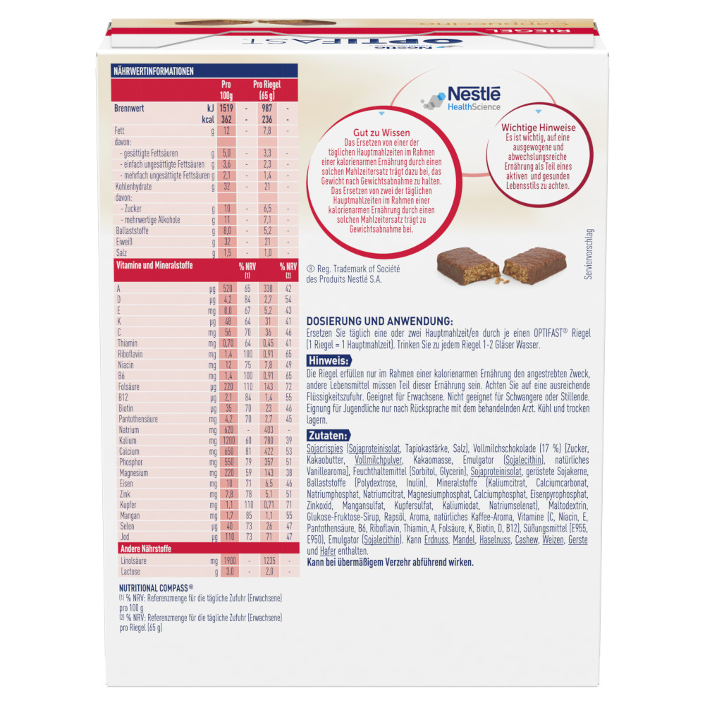 OPTIFAST RIEGEL Capuccino GESCHMACK 6X65 g