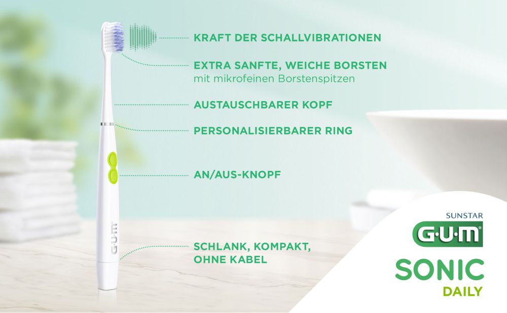 GUM SONIC Daily Schallzahnbürste weiß 1 St Zahnbürste