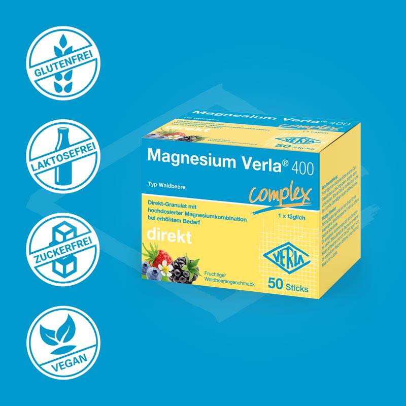 Magnesium Verla 400 complex Waldbeere 50 St Granulat