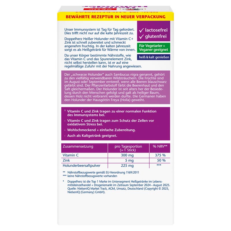 Doppelherz aktiv Heißer Holunder mit Vitamin C + Zink  10 St Granulat
