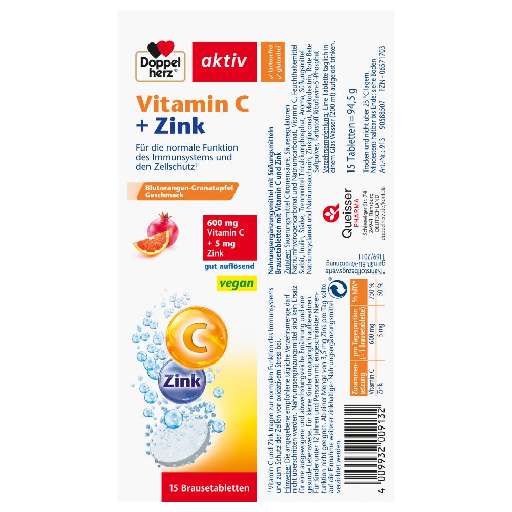Doppelherz aktiv Vitamin C + Zink 15 St Brausetabletten