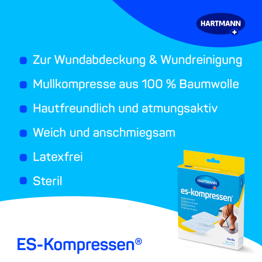 es-kompressen Sterile 10 cm x 10 cm 5X2 St Kompressen