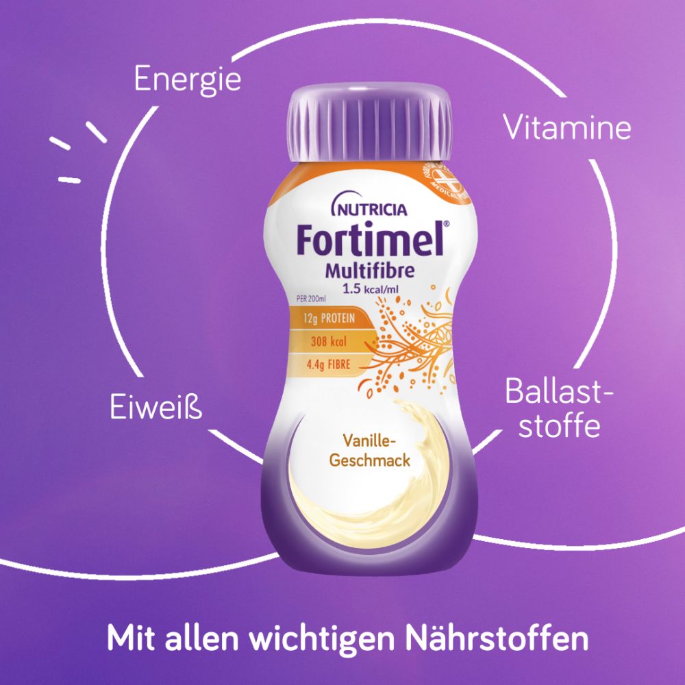 Fortimel Multifibre 1.5 kcal Vanillegeschmack 4X200 ml Flüssigkeit