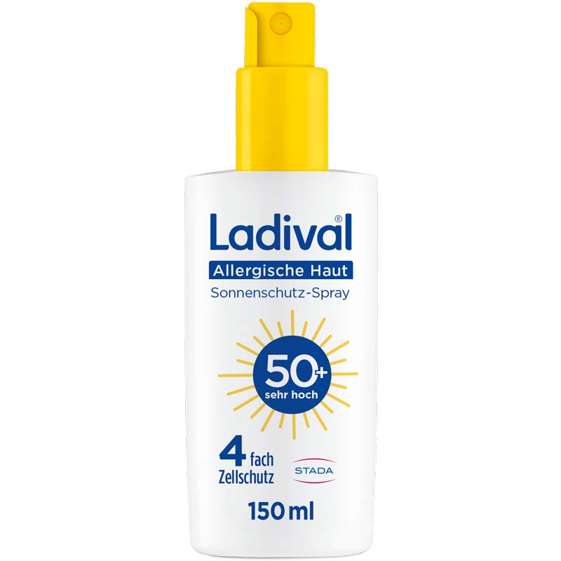 Ladival Allergische Haut Sonnenschutz-Spray LSF 50+: Sonnencreme für den Körper bei Sonnenallergie und Mallorca-Akne, wasserfest, mit 4-fach Zellschutz, 150ml