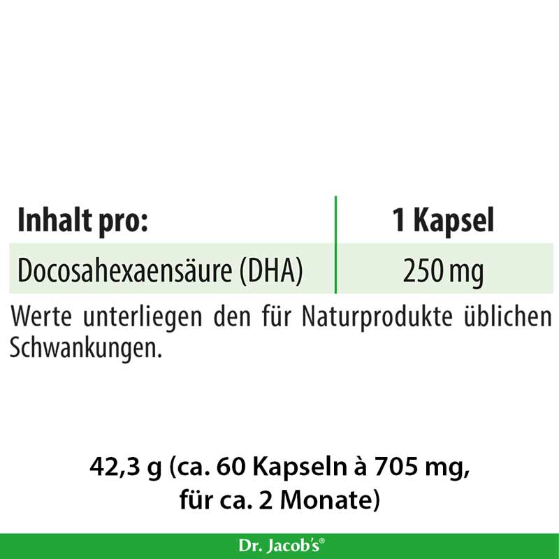 Dr. Jacobs DHA Algenöl vegane Omega-3-Fettsäure  60 St Kapseln