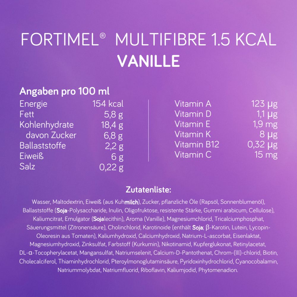 Fortimel Multifibre 1.5 kcal Vanillegeschmack 32X200 ml Flüssigkeit