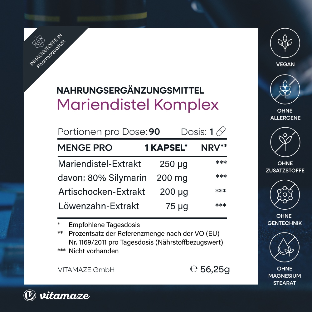 vitamaze MARIENDISTEL KOMPLEX + ARTISCHOCKE + LÖWENZAHN 90 St Kapseln