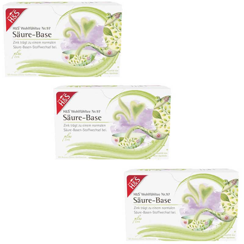 H&S Wohlfühltee Säure-Base mit Zink 3er Set 3X20X2,0 g Filterbeutel