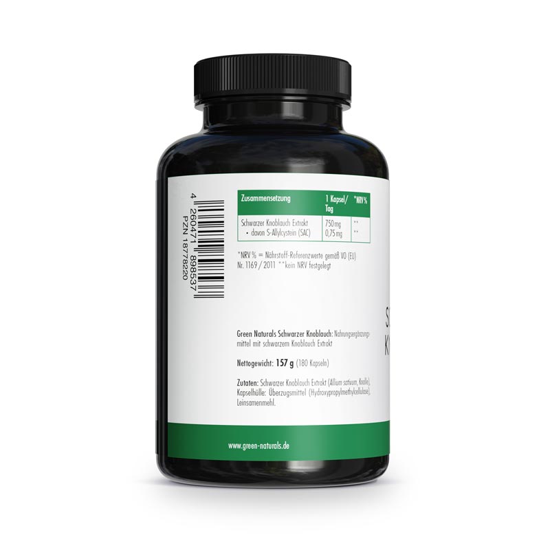 GREEN NATURALS Schwarzer Knoblauch 750 mg 180 St Kapseln