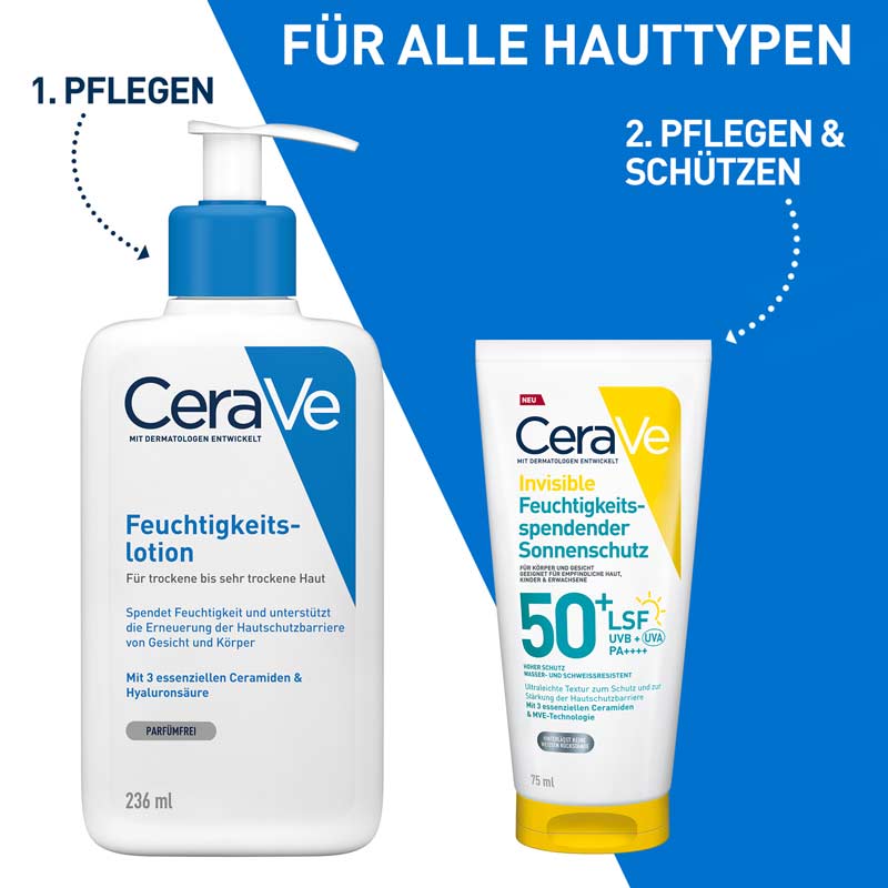 CeraVe Invisible Feuchtigkeitsspendender Sonnenschutz LSF 50+ 75 ml Lotion