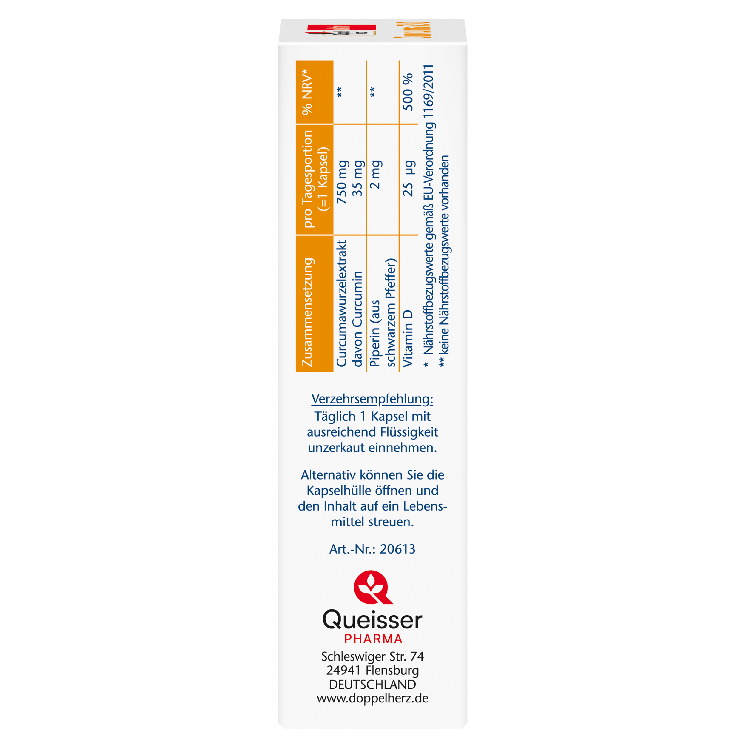 Doppelherz aktiv Curcuma 750 + Vitamin D3 1000 I.E. 30 St Kapseln