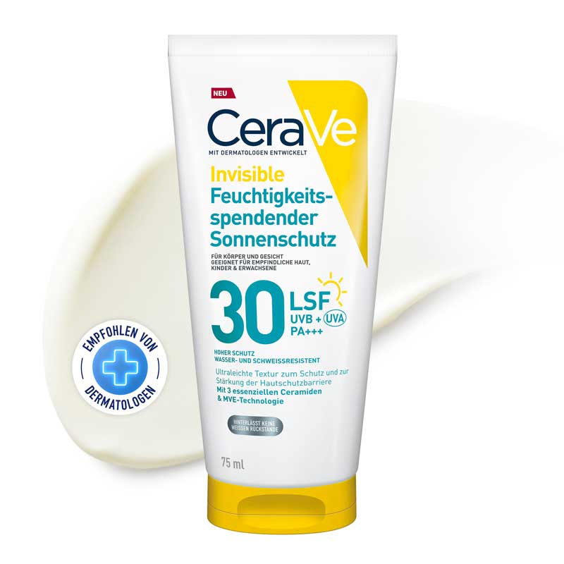 CeraVe Invisible Feuchtigkeitsspendender Sonnenschutz LSF 30 75 ml Lotion