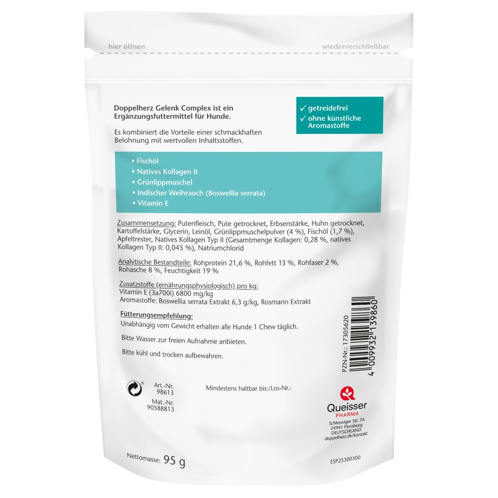 Doppelherz für Tiere Gelenk Complex für Hunde 30 St Kautabletten