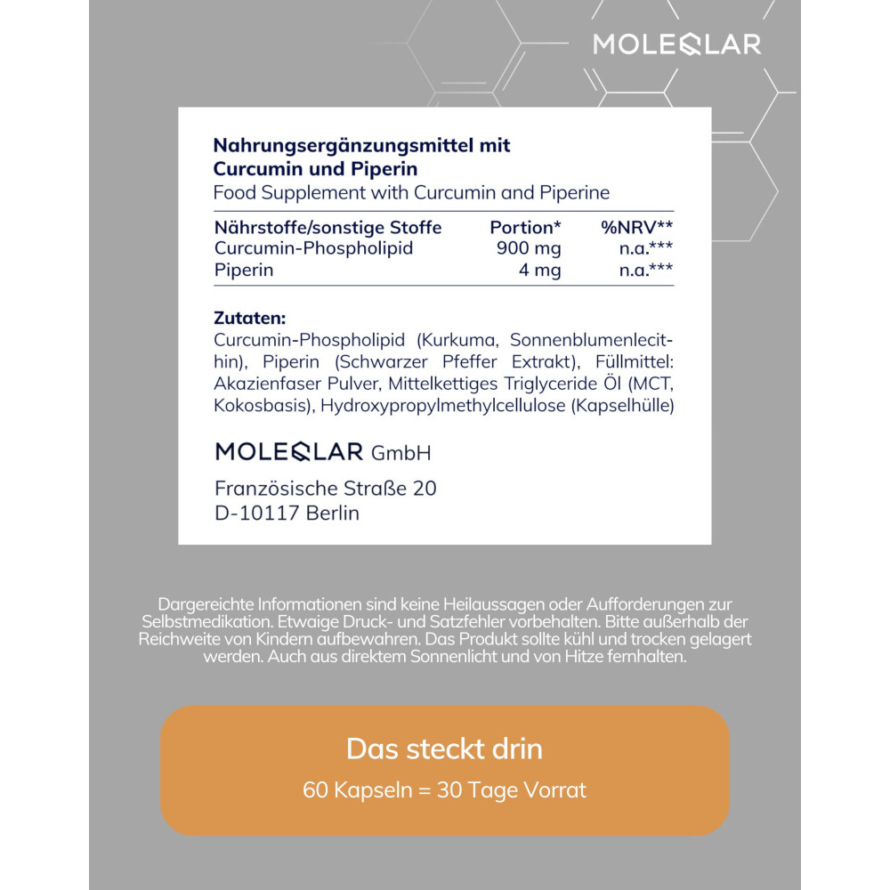 MOLEQLAR LONGEVITY CURCUSOME CURCUMIN COMPLEX  60 St Kapseln