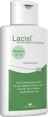 Lactel Nr. 13 Duschemulsion – 250 Ml, Rückfettend Für Trockene & Empfindliche Haut