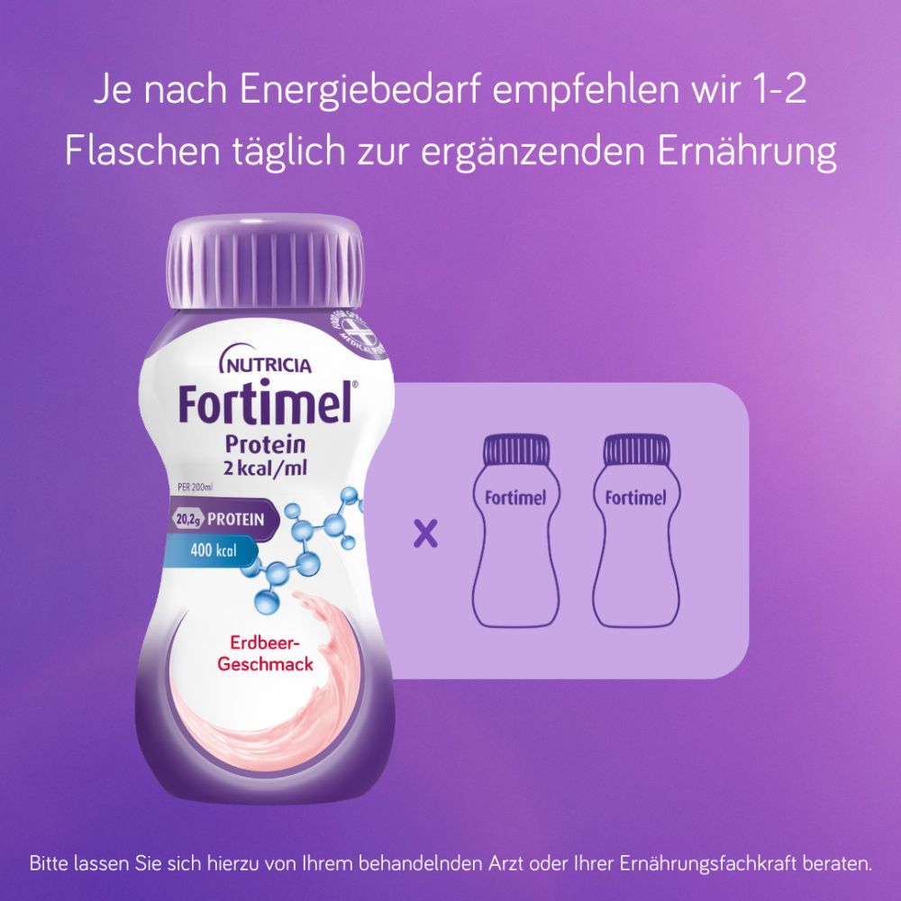 Fortimel Protein 2 kcal Erdbeere 4X200 ml Flüssigkeit