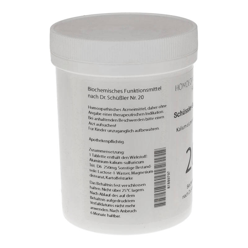 HOMOEOPATHIEFUCHS Schüssler-Salz Nummer 20 Kalium aluminium sulfat D6 1000 St Tabletten