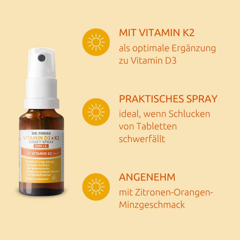 DR. THEISS VITAMIN D3 + K2 DIREKT SPRAY 2000 I.E. 20 ml Spray