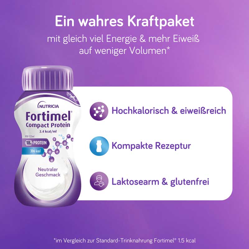NUTRICIA Fortimel Compact Protein 2,4 kcal/ml Neutraler Geschmack 8X4X125 ml Flüssigkeit