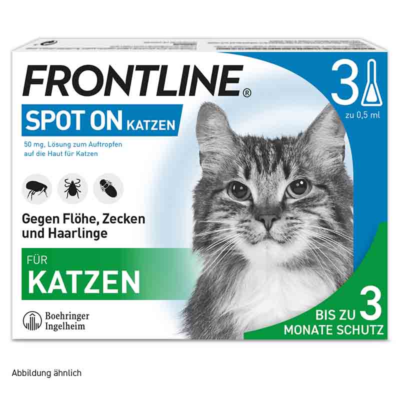 FRONTLINE SPOT-ON gegen Zecken, Flöhe und Haarlinge für Katzen 3 St Lösung
