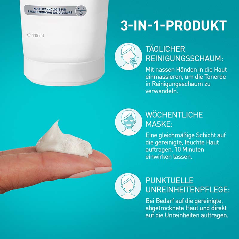 CeraVe Anti-Unreinheiten Tonerde-zu-Schaum Reinigung 118 ml Paste