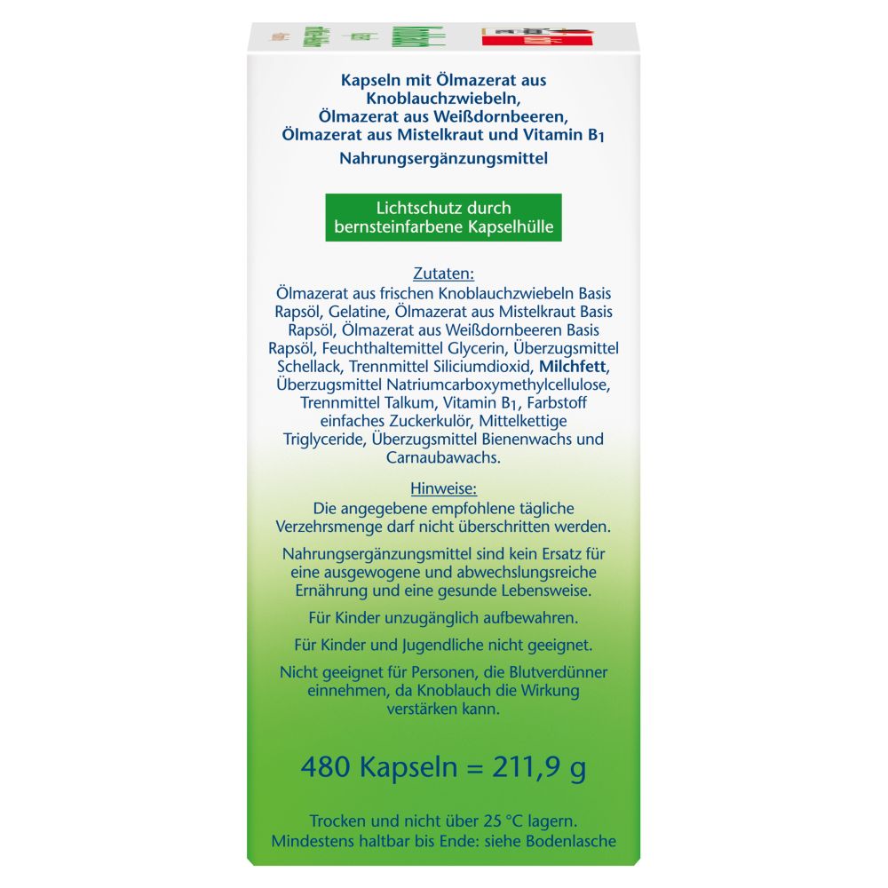 Doppelherz aktiv Knoblauch Kapseln mit Mistel + Weißdorn 480 St Kapseln