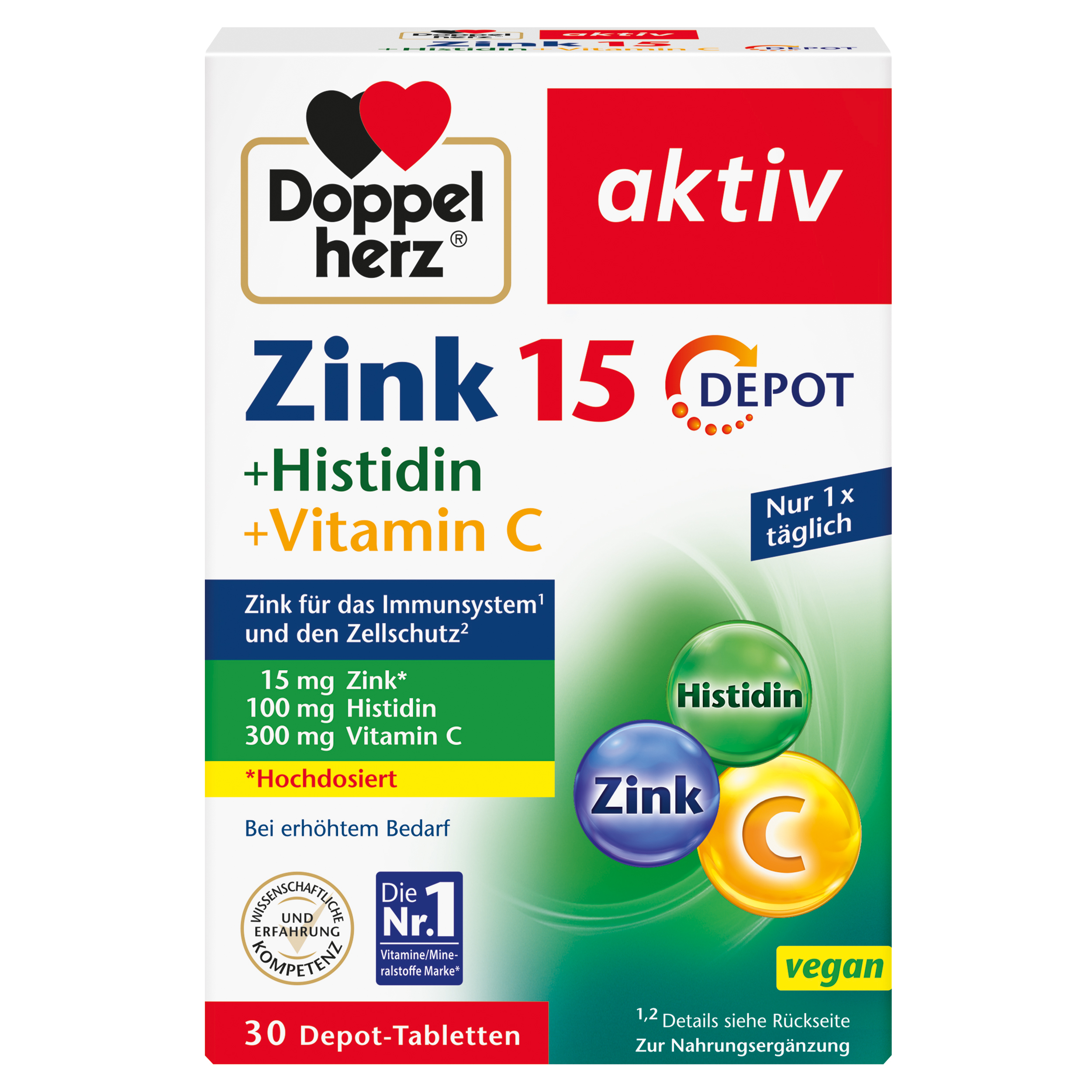 Doppelherz aktiv Zink + Histidin + Vitamin C DEPOT 30 St Tabletten