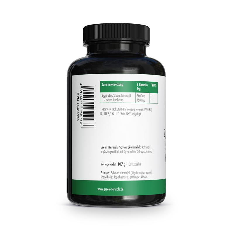 GREEN NATURALS ÄGYPTISCHES SCHWARZKÜMMELÖL 180 St Kapseln