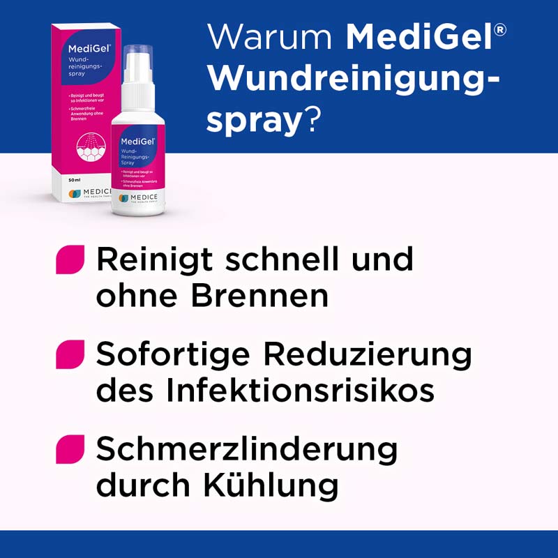 MediGel Wundreinigungsspray zum Säubern von Wunden 50 ml Spray