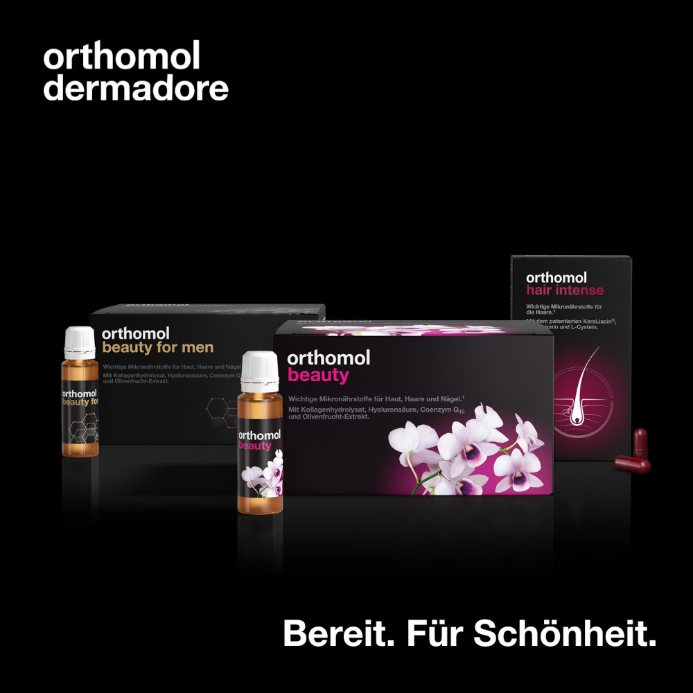 orthomol beauty für Frauen - mit Hyaluronsäure, Kollagen und Coenzym Q10 - Trinkampullen