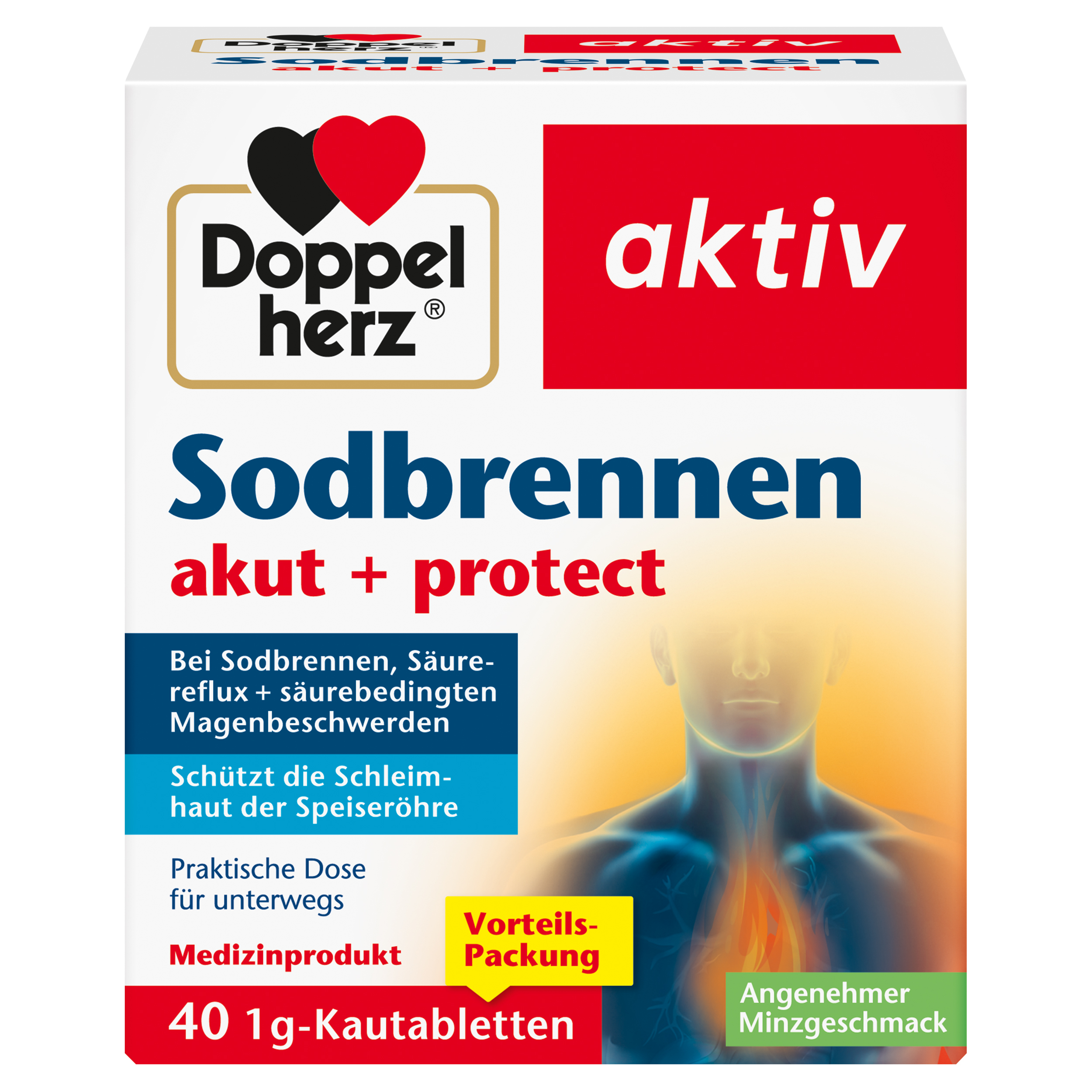 Doppelherz aktiv Sodbrennen akut + protect 40 St Kautabletten
